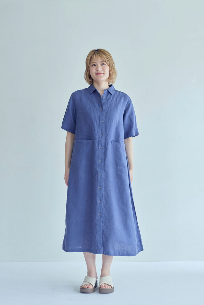 fog linen work dress FOG LINEN WORK Fabia Linen Dress in Ash Grey Tempo