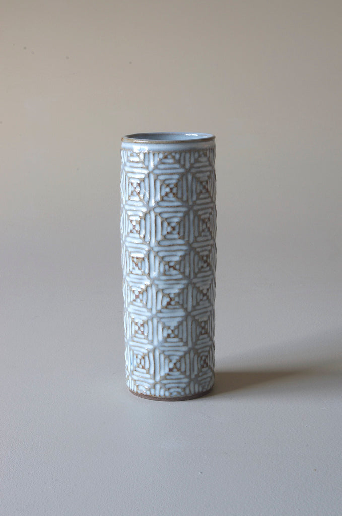 Terunobu Hirata Carved Straw White Tall Vase