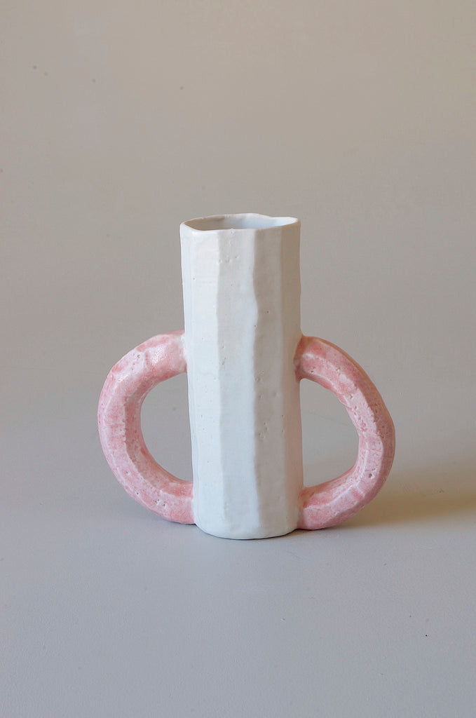 Kirsten Perry Circular Vase Pink Handles