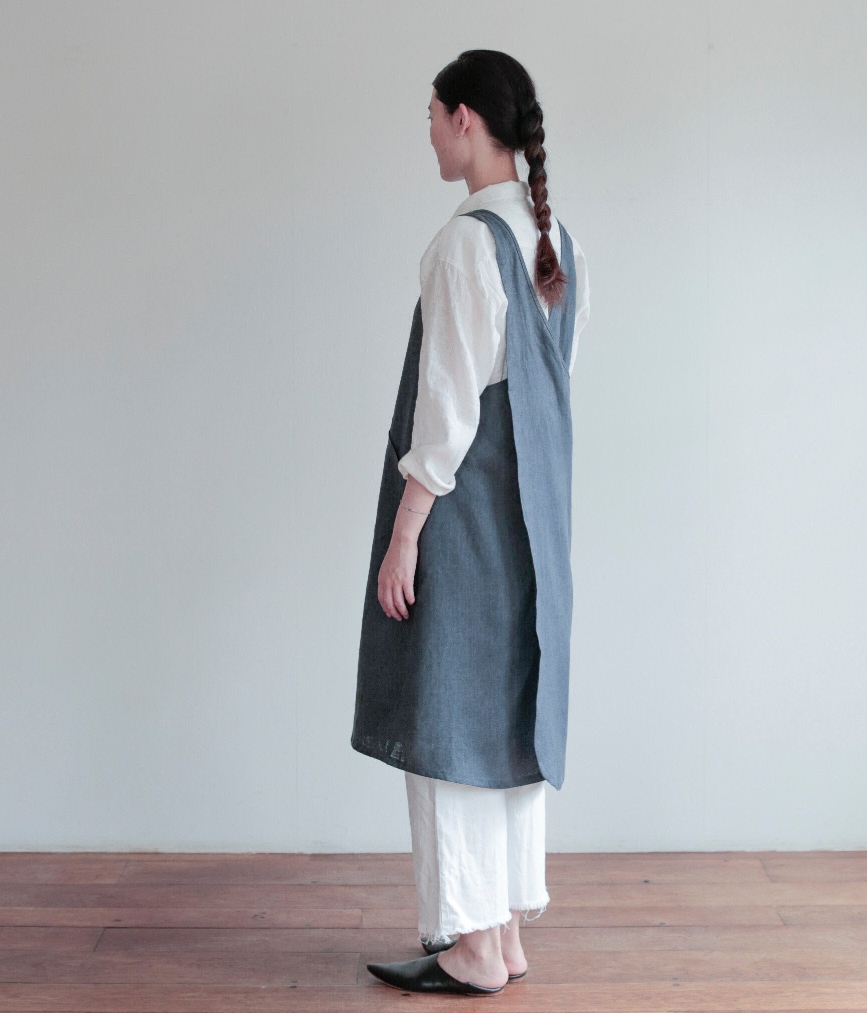 Fog Linen Work Linen Over Dress Apron